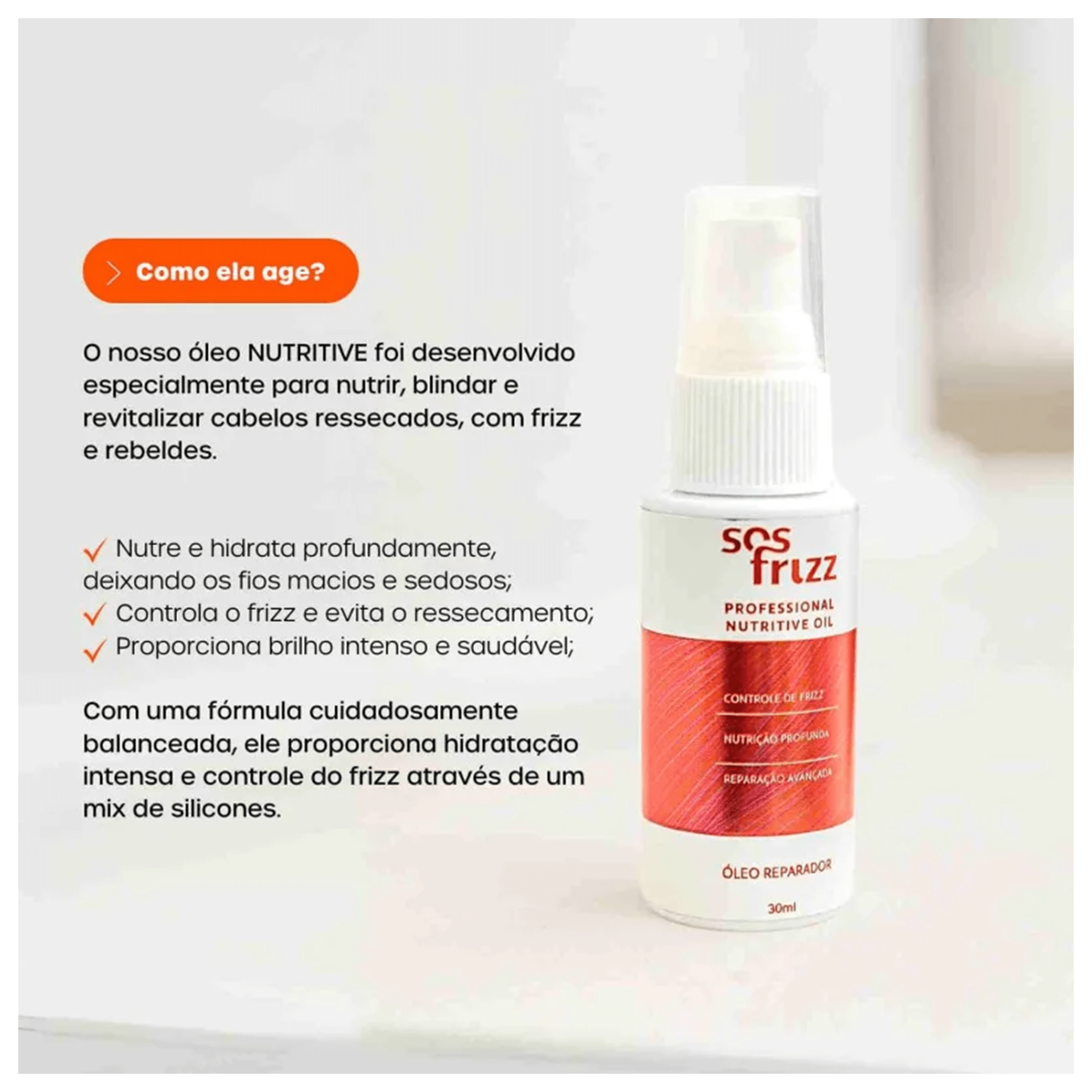 Óleo Antifrizz Nutritive Hidratação Bilho - Sos Frizz - 30ml
