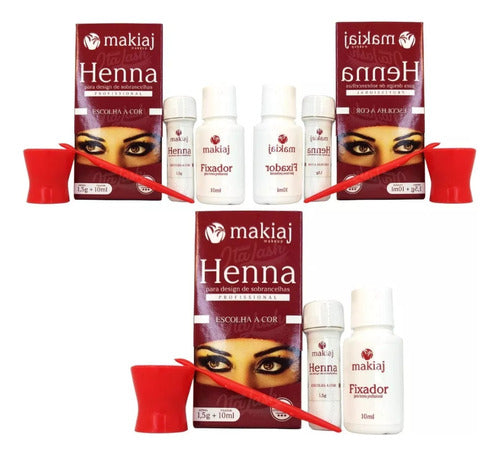 Henna P/ Sobrancelha Castanho Claro C/ Pá Medidora Makiaj Castanho Claro
