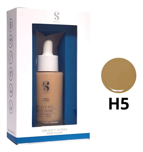 Base Fluida H5 - Hydra Sbeauty 30ml - Resistente Água, Hidratação 72h, Acabamento Matte Natural