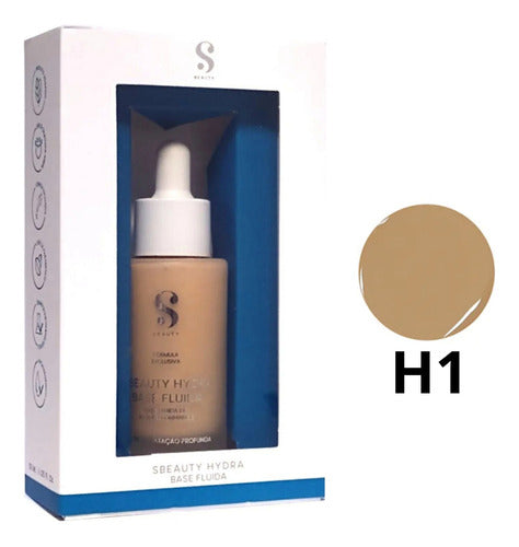 Base Fluida H1 - Hydra Sbeauty 30ml - Resistente Água, Hidratação 72h, Acabamento Matte Natural