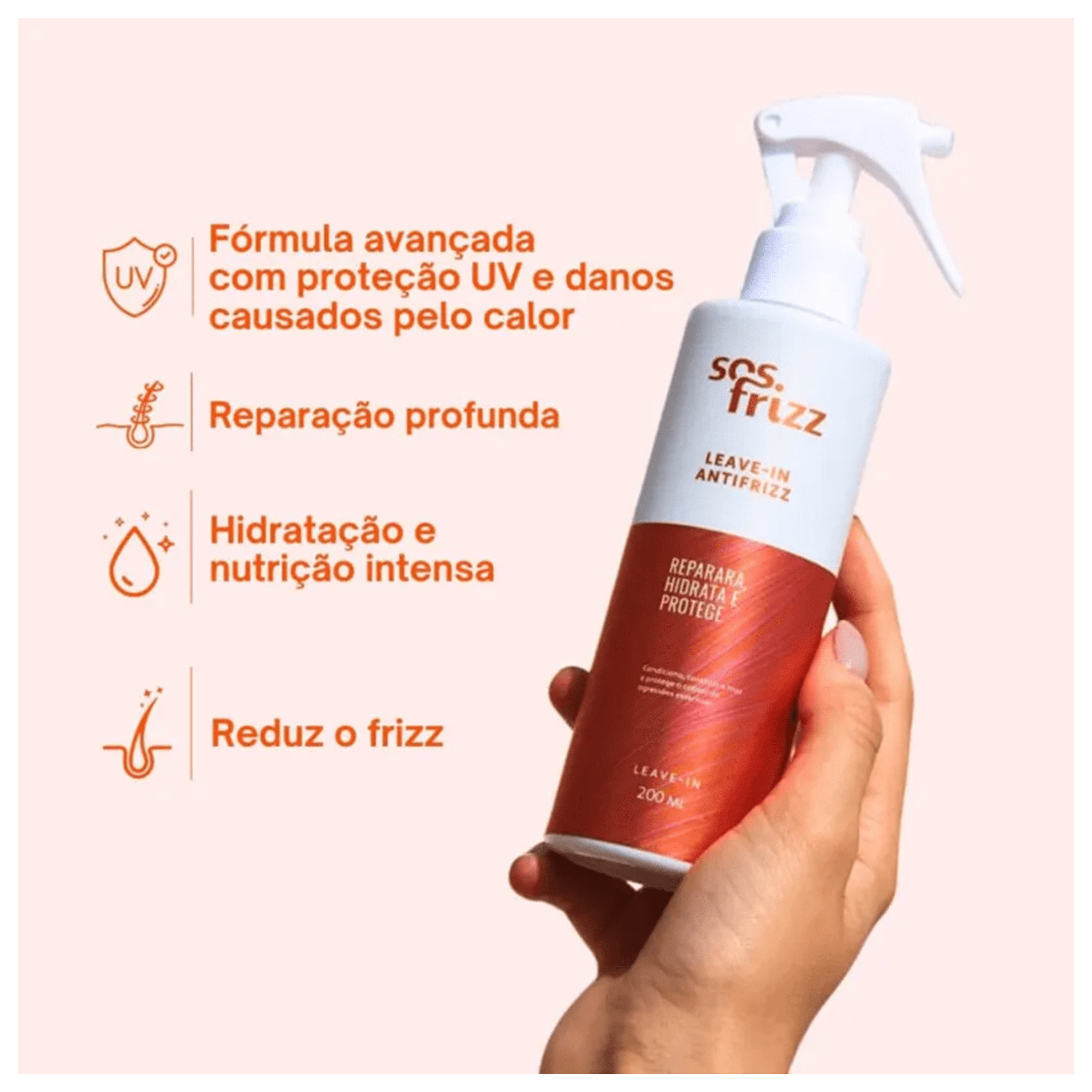 Leave In Antifrizz Protetor Térmico Uv - Sos Frizz 200ml