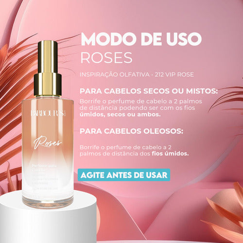 Perfume Capilar E Finalizador Termoativo Roses - Barbour's Beauty - 60 ml Spray