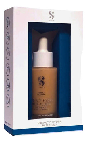 Base Fluida H2 - Hydra Sbeauty 30ml - Resistente Água, Hidratação 72h, Acabamento Matte Natural