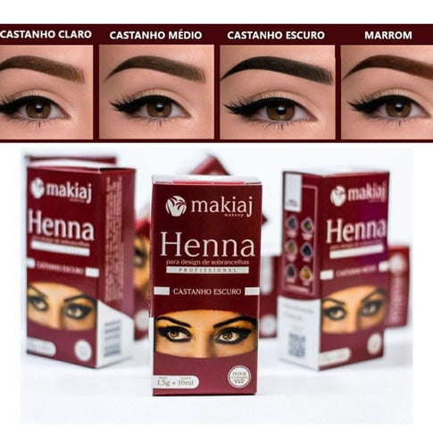 Henna Makiaj Desing De Sobrancelhas Profissional 1,5g 10ml Cor Marrom