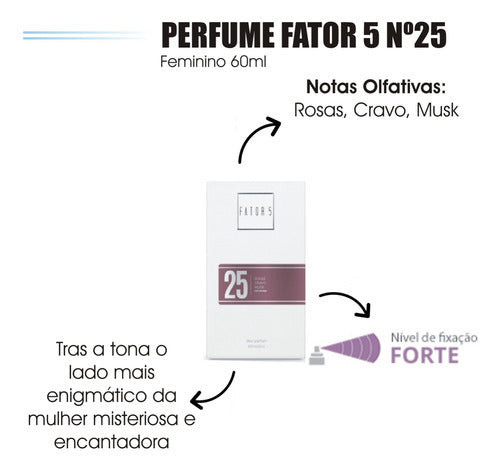 Deo Parfum No 25 - Fator 5 - 60ml - Ref. Olfativa Perfume Feminino Poison