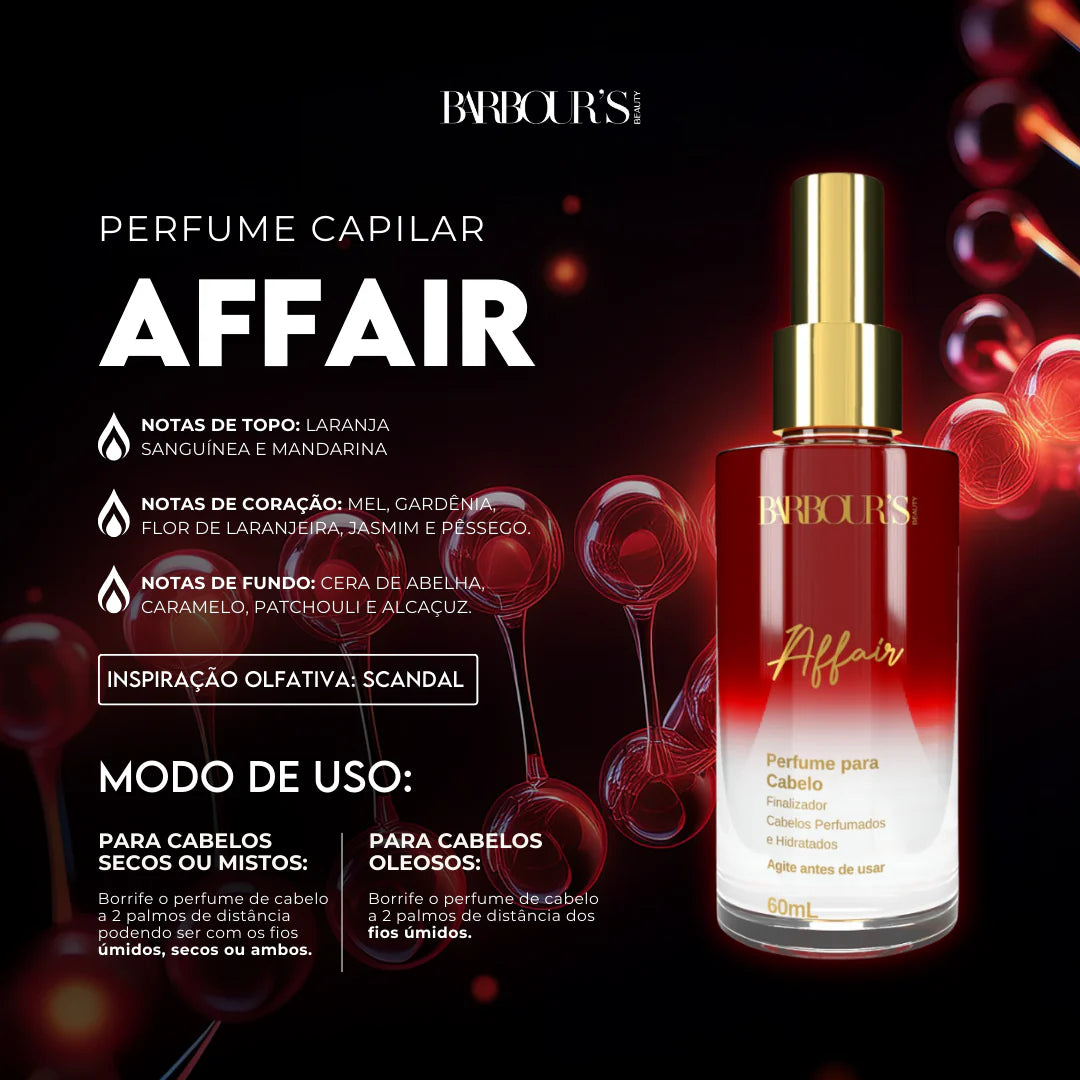 Perfume Capilar E Finalizador Termoativo Affair - Barbour's Beauty - 60 ml Spray