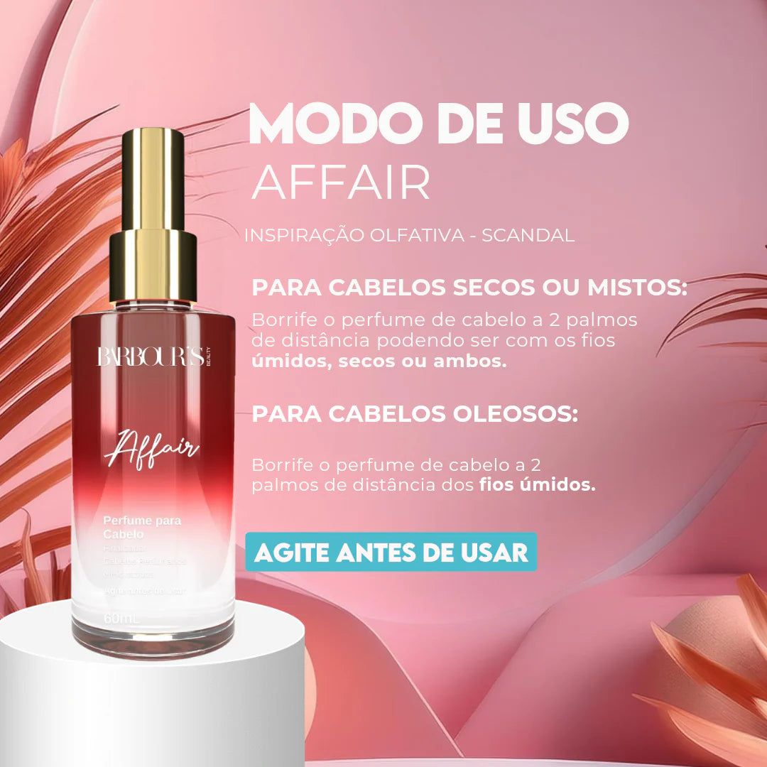 Perfume Capilar E Finalizador Termoativo Affair - Barbour's Beauty - 60 ml Spray