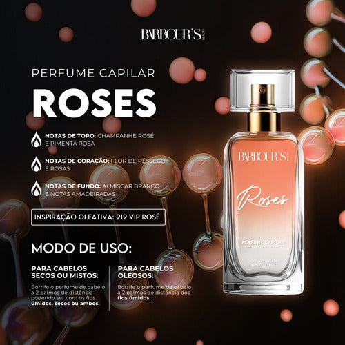 Perfume Capilar E Finalizador Termoativo Roses - Barbour's Beauty  - 50ml Spray