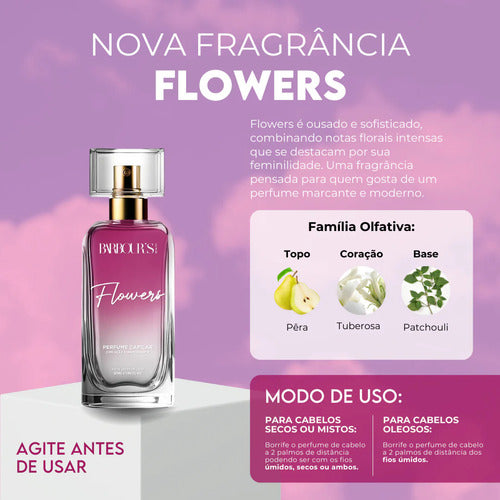 Perfume Capilar E Finalizador Termoativo Flowers  - Barbour's Beauty  - 50ml Spray