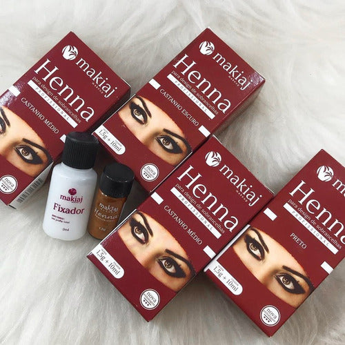 Henna P/ Sobrancelha Castanho Claro C/ Pá Medidora Makiaj Castanho Claro