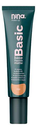 Base Líquida Basic Resistente Água Cor 02 - Nina Makeup 25g